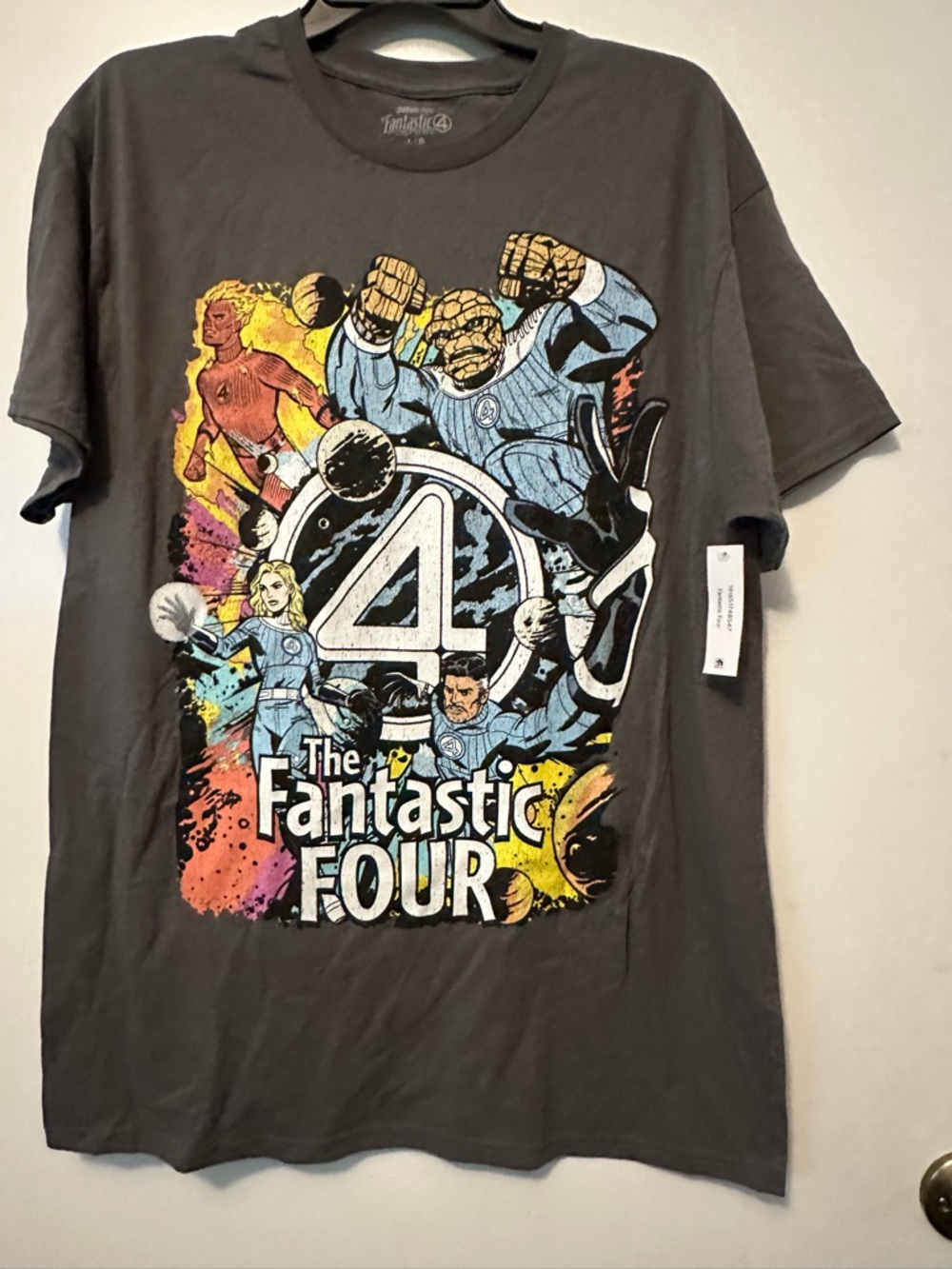 Marvel Fantastic Four Graphic Tee - Charcoal Gray with Multicolor Print